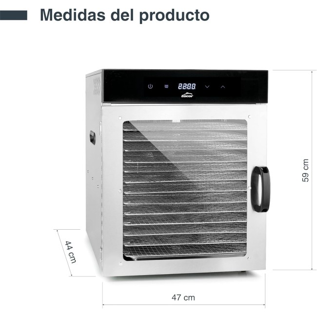 Електрически дехидрататор за храна, 18/10, 220-240V, 50-60Hz, 1000W, 14 тави, 47x44x59см, 21кг – Lacor