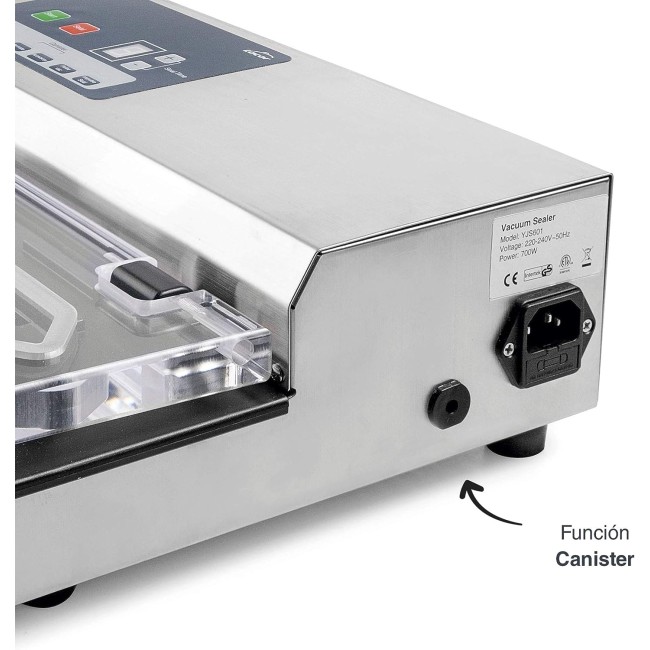 Професионален електрически уред за вакуумиране на храна, 20-240V, 50-60Hz, 700W, 0,9 bar, 16л/мин, 39x27,5x13см, 6,9кг - Lacor