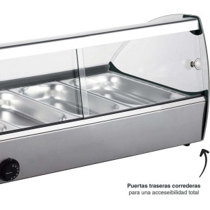 Електрическа топла витрина, 220-240V, 50Hz, 800W, 6 x GN 1/3, 30°C - 90°C, IPX4, 112,7x42x33,6см, 22кг, TÉRMICA – Lacor