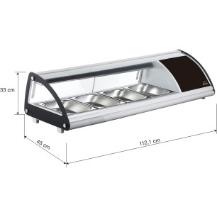 Електическа хладилна витрина, 220-240V, 50Hz, 4 x GN 1/3, 0°C - 12°C, R600a, 112,1x45x33см, 33кг, REFRIGERADA – Lacor