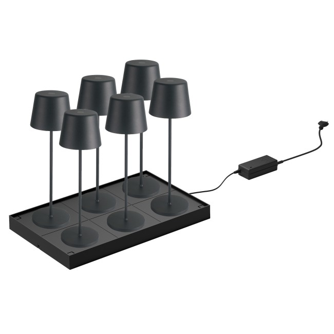 Станция за зареждане за 6 настолни лампи, 45W, 220-240V, 50Hz, 47x29x4см, 2кг, черна, Lune – Lacor