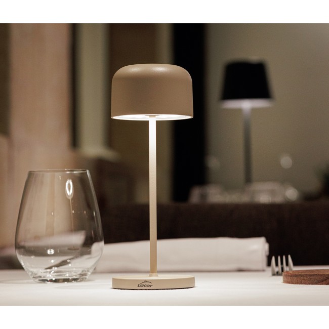LED лампа за маса, алуминий, ф7,5/7,5см, h20см, бежова, Lune – Lacor
