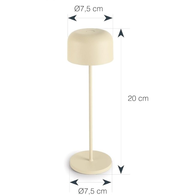 LED лампа за маса, алуминий, ф7,5/7,5см, h20см, бежова, Lune – Lacor