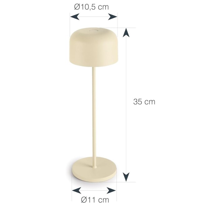 LED лампа за маса, алуминий, ф10,5/11см, h35см, бежова, Lune – Lacor