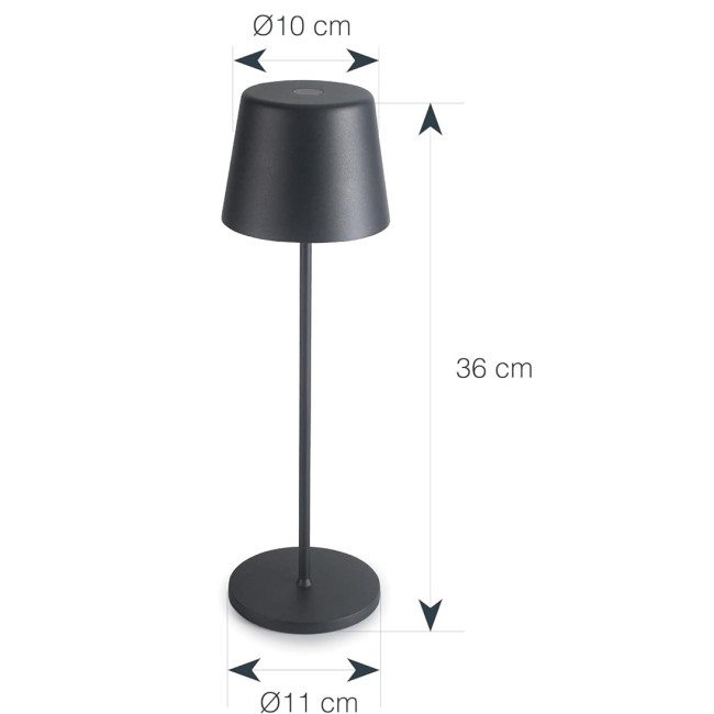 LED лампа за маса, алуминий, ф10/11см, h36см, черна, Lune – Lacor
