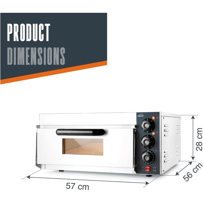 Професионална електрическа фурна за пица, 57x56xh28см, 2000W, 300°C, LECCO – Lacor