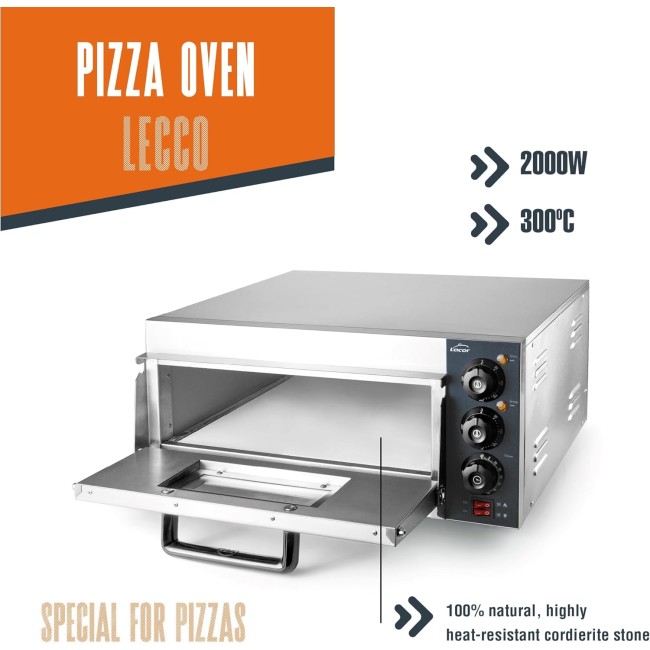 Професионална електрическа фурна за пица, 57x56xh28см, 2000W, 300°C, LECCO – Lacor