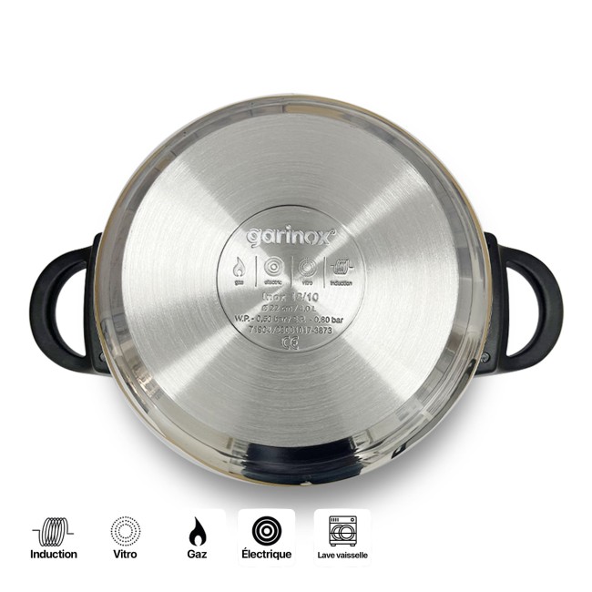 Иноксова тенджера под налягане, ф24см, 23см, 10л, GENIUS - Garinox