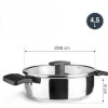 Иноксова тенджера със стъклен капак, ф28см, h8см, 4,5л, Caliza – Lacor