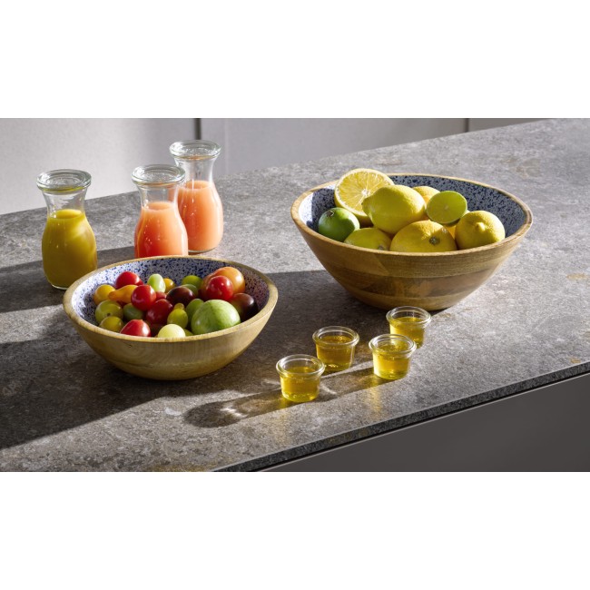 Дървена купа, ф24см, h17,5см, 1,1л, бяло/синьо, стакабъл, MANGO – APS