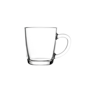 Стъклена чаша за топли напитки, MUG, Нескафе, широка, 340мл, h9,9см. ф8,6/6,6см, BASIC - Pasabahce