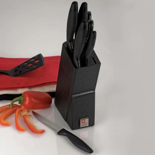 Комплект кухненски ножове на стойка, 6 бр, Laser Cuisine Black - Richardson Sheffield