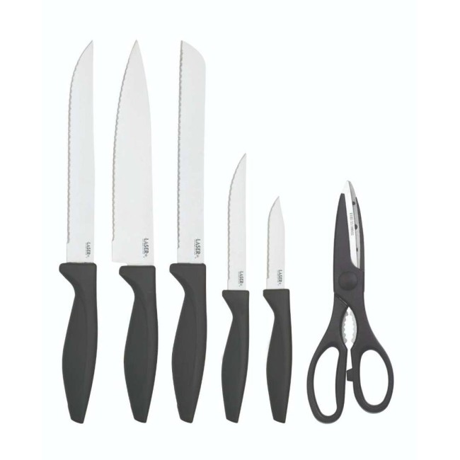 Комплект кухненски ножове на стойка, 6 бр, Laser Cuisine Black - Richardson Sheffield