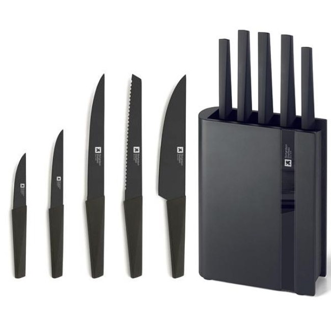 Комплект кухненски ножове 5 бр. на стойка Edge Black - Richardson Sheffield