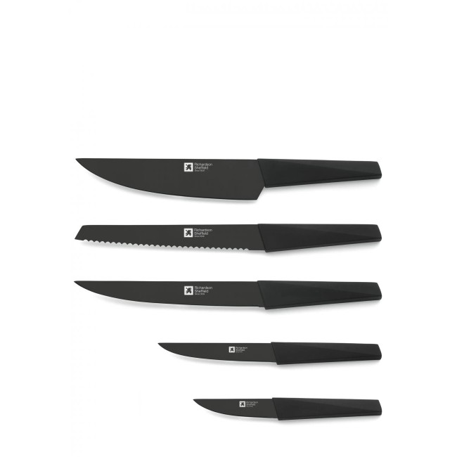 Комплект кухненски ножове 5 бр. на стойка Edge Black - Richardson Sheffield
