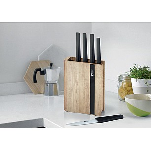 Комплект от 5 кухненски ножове на дървена стойка, Edge Natural Wood - Richardson Sheffield