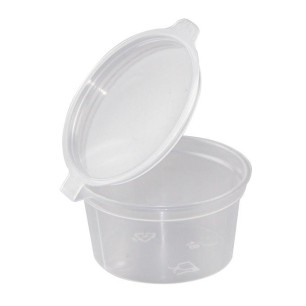 Пластмасова мини купичка за сос с капаче 30мл 1OZ  50бр PP (GSD-30) - Plast Port
