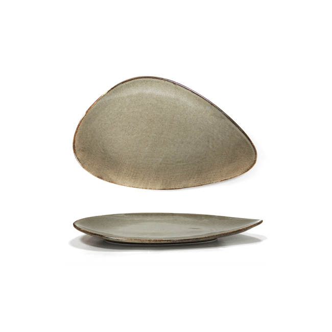Порцеланово плато  триъгълно 30см ANTIQUE-GREY (TR0001-11.5G) - Horecano