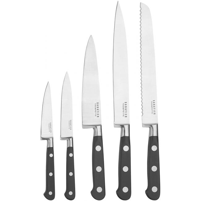 Комплект кухненски ножове - 5 бр. с дървена стойка SABATIER TROMPETTE - Richardson Sheffield