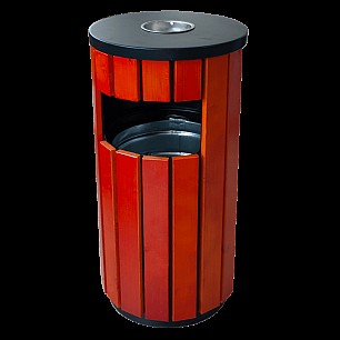 Пепелник кръг 38x38x76cм. -  хром/дърво G-(97095) - Horecano