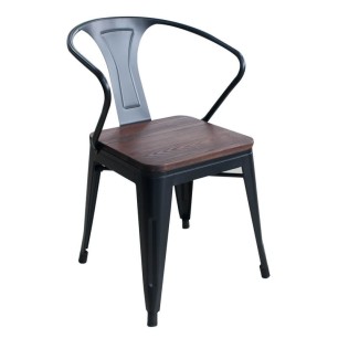 Стол 56x51x80см  с подлакътник метал/дърво (M718H) ANTIQUE - Horecano