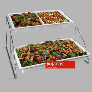 Иноксова стойка за 2 бр. гастронорми 1/1  56,5х52,5см h32,5см - Pujadas