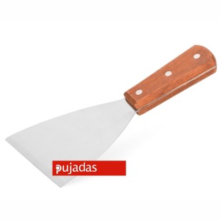 Иноксова шпатула за почистване  10,2х10х21см с дървена дръжка - Pujadas