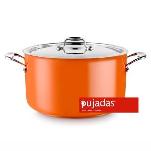 Иноксова тенджера  оранжева  ф28см  h16см  9,5л COOL LINE   - Pujadas