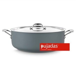 Иноксова плитка тенджера  с капак сива  ф32см  h12,5см  8,9л  - Pujadas