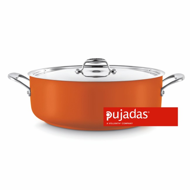 Иноксова тенджера с капак  оранжева  ф32см  h12,5см  8,9л  - Pujadas