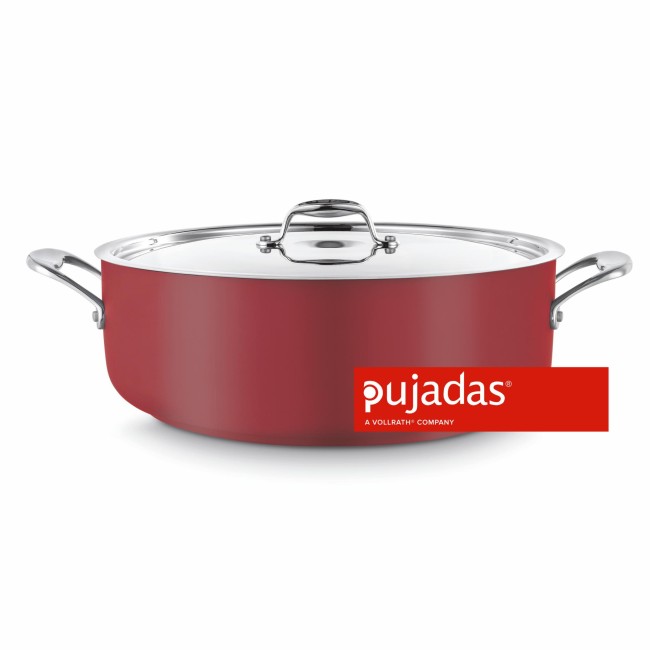 Иноксова тенджера с капак червена  ф32см  h12,5см  8,9л  - Pujadas