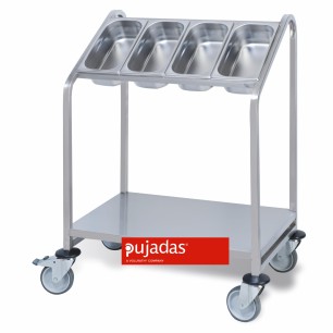 Иноксова количка за прибори и табли 81х57х106,5см  1/4 - Pujadas