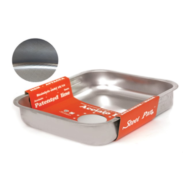 Иноксова тава  квадратна с незалепващо покритие 32x32x6см  (10777)  - Steel Pan