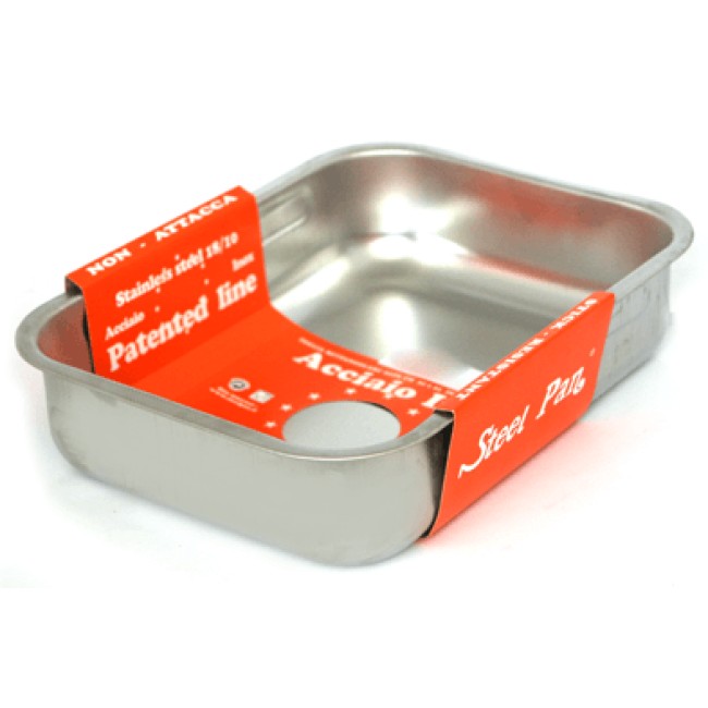 Иноксова тава правоъгълна  с  незалепващо покритие       40x28x7.5см 18/10  (11163)  - Steel Pan
