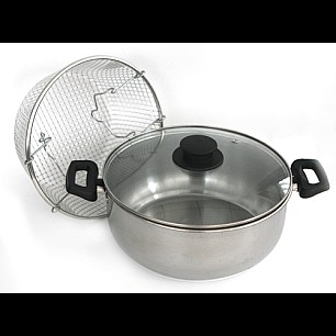 Иноксова тенджера с кошница ф24см  (10618) - Steel Pan