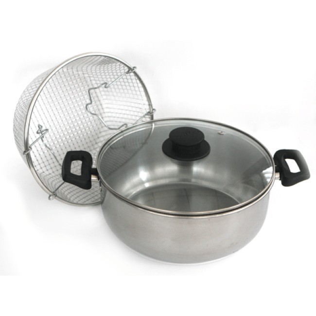 Иноксова тенджера с кошница ф24см  (10618) - Steel Pan
