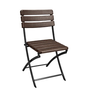 Полиетиленов сгъваем стол, имитиращ дърво 55x46xh81cm PLASTIC WOOD-КАФЯВ TB-(YC-043) - Horecano