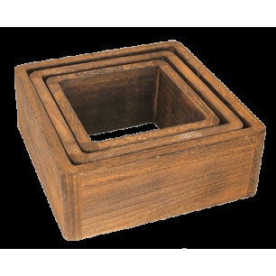 Дървени стойки  за блок маса 3бр квадратни  кафеви  18x18,22x22,26x26см  CN-(181157) - Horecano