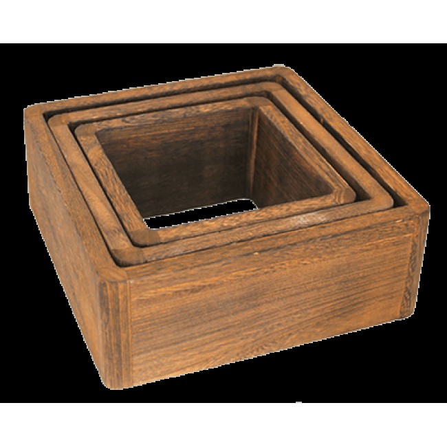 Дървени стойки  за блок маса 3бр квадратни  кафеви  18x18,22x22,26x26см  CN-(181157) - Horecano