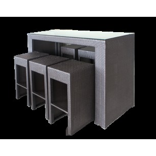 Ратанов бар сет от 7 части кафяв  -  PVC алуминиева рамка (GG-BT480CW) ГР - Horecano