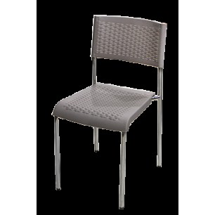 Ратанов стол тъмно кафяв с хром никелови крака  - PVC CLASSIC (HK-715) -  Irak Plastik
