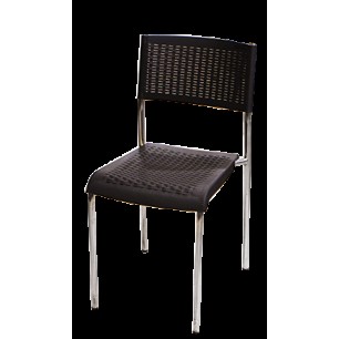 Ратанов стол сив с хром никелови крака  - PVC CLASSIC (HK-715) -  Irak Plastik
