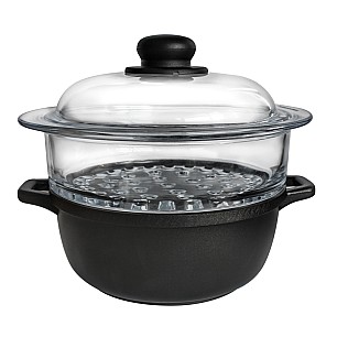 Алуминиева тенджера със система за готвене на пара 24х17см   PYREX  61.24+VAP240/P   - Antik Ars