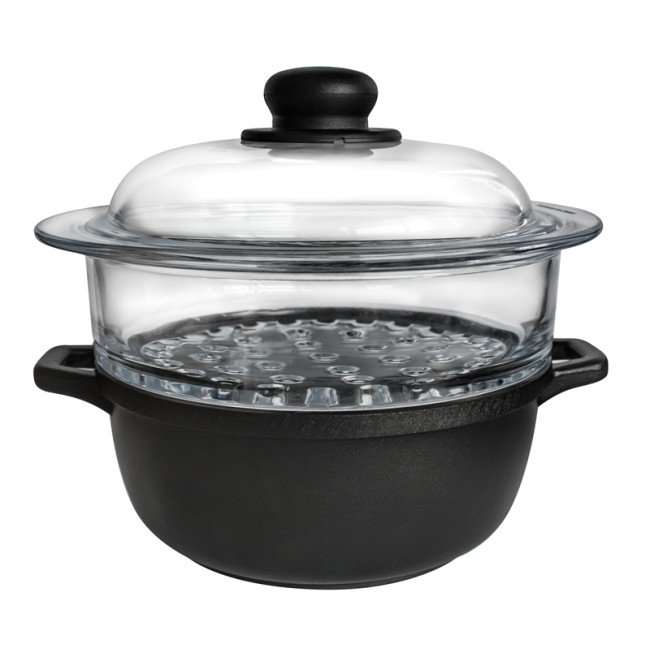 Алуминиева тенджера със система за готвене на пара 24х17см   PYREX  61.24+VAP240/P   - Antik Ars