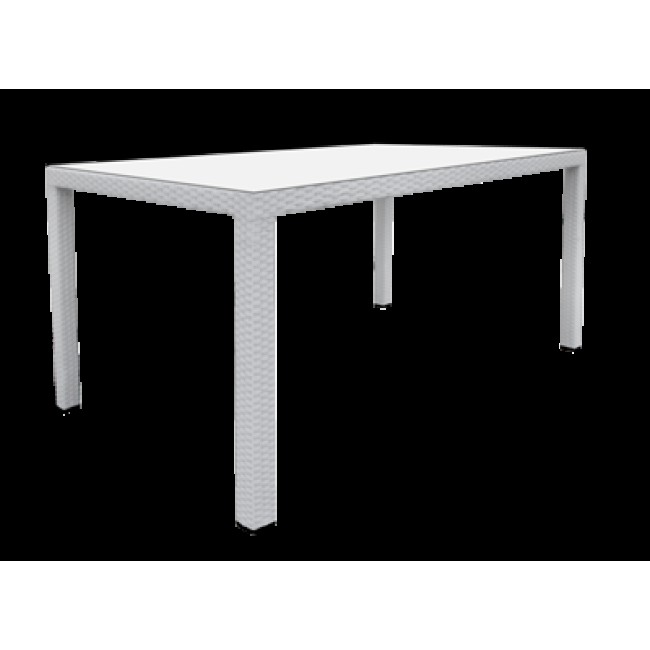 Ратанова маса 150x90x75 см бяла -  PVC (B 1016-L-W) - Horecano