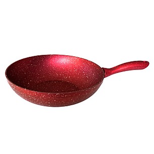 Алуминиев тиган уок с незалепващо покритие червен 28см   HR-GRANITE (ETVDGR0328002) - Hascevher