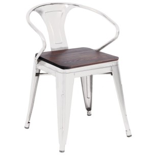 Стол 56x51x80см с подлакътник ДЪРВО/МЕТАЛ ANTIQUE-RETRO WHITE-(M718H-W) - Horecano
