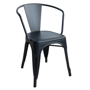 Метален стол 48x51x74см   с подлакътник черен мат ANTIQUE-(818D) - Horecano