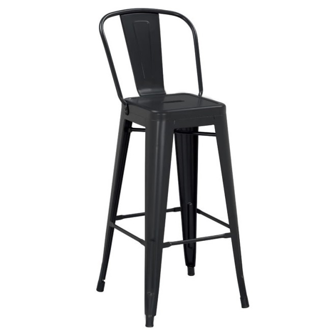 Метален бар стол 46x43x107см черен мат ANTIQUE-(630G)  -  Horecano