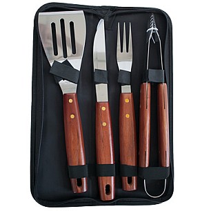 Комплект помощни прибори за барбекю 4-ка в калъф CN-(BBQ252) 194598 - Horecano